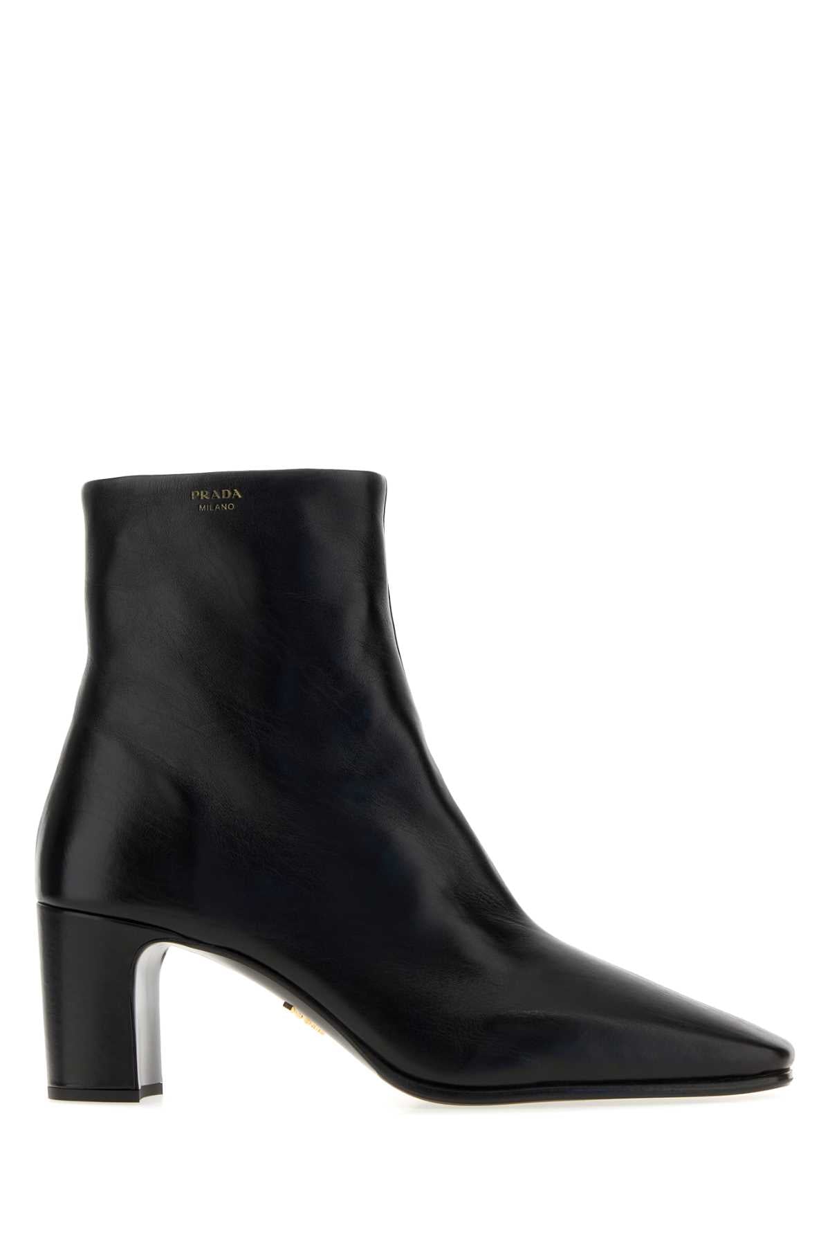 Prada Women Black Leather Ankle Boots PRADA