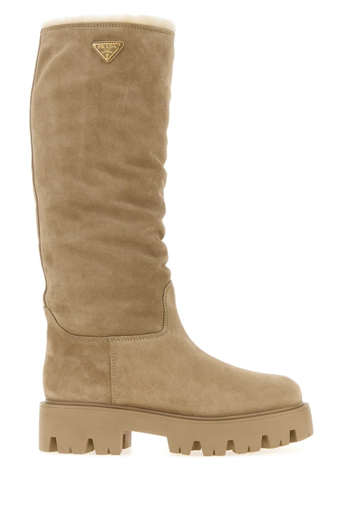 Prada Women Sand Suede Boots PRADA
