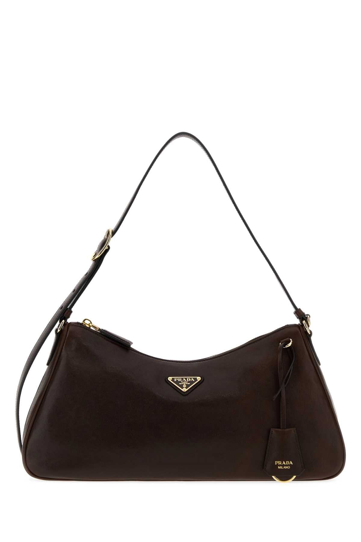 Prada Women Dark Brown Nappa Leather Shoulder Bag PRADA