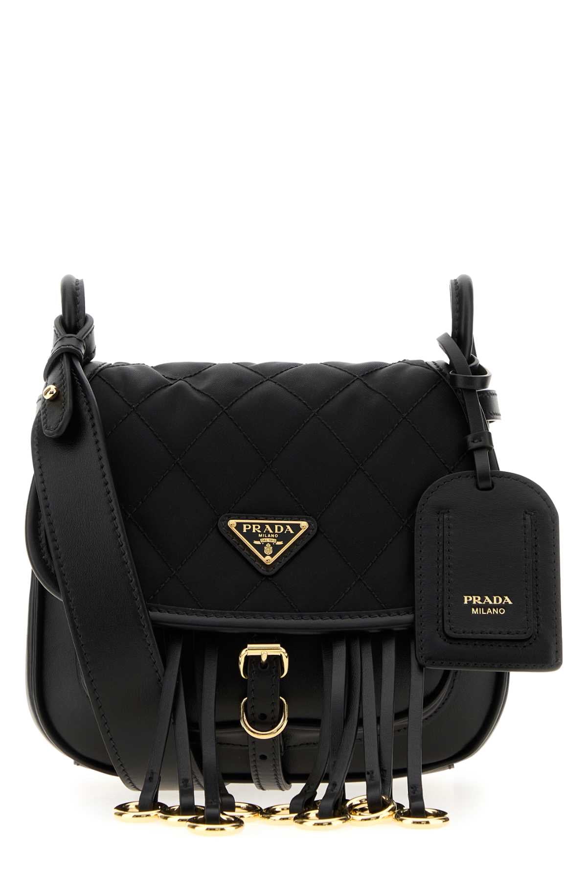 Prada Women Black Canvas And Leather Crossbody Bag PRADA