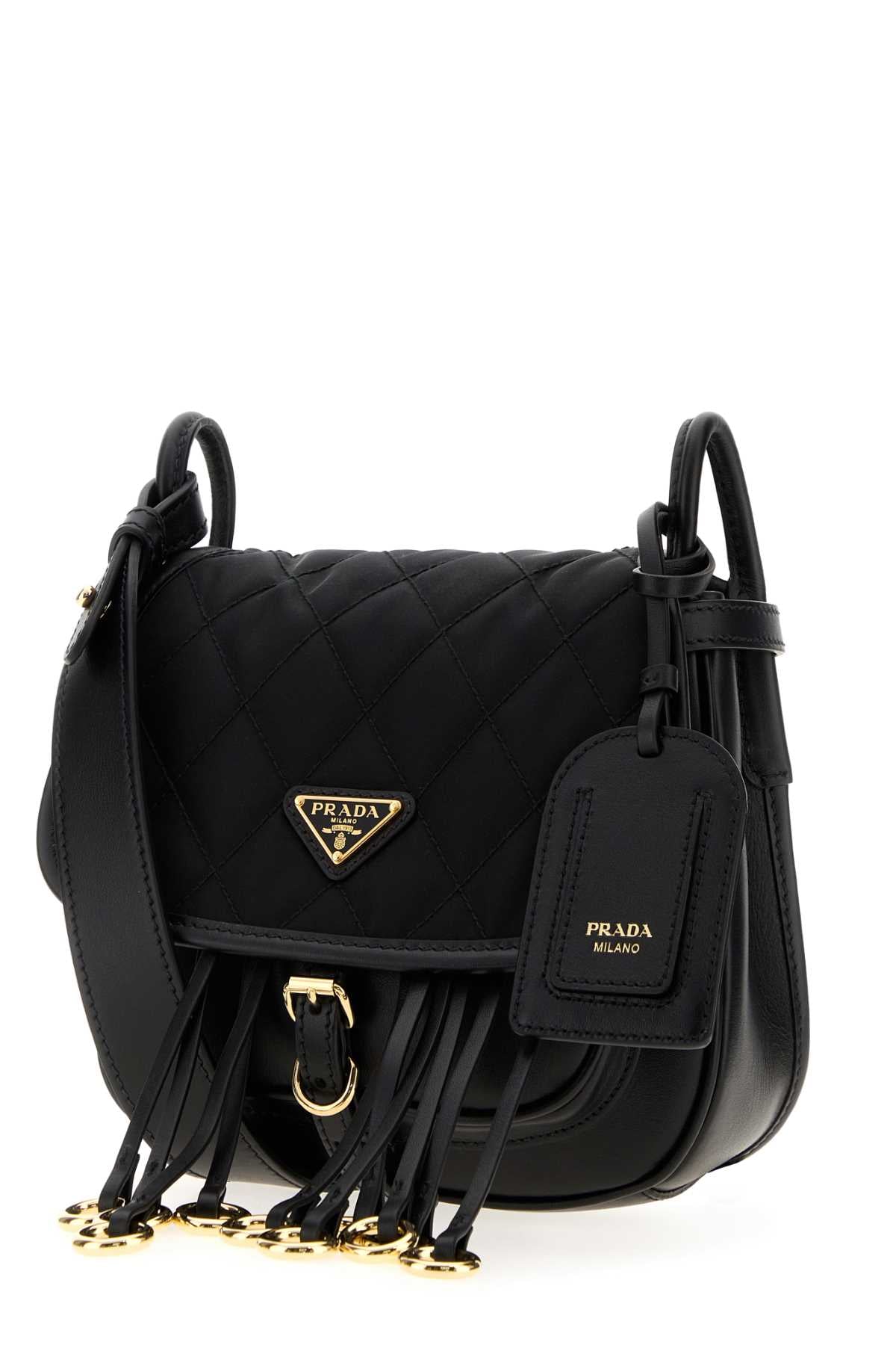 Prada Women Black Canvas And Leather Crossbody Bag PRADA