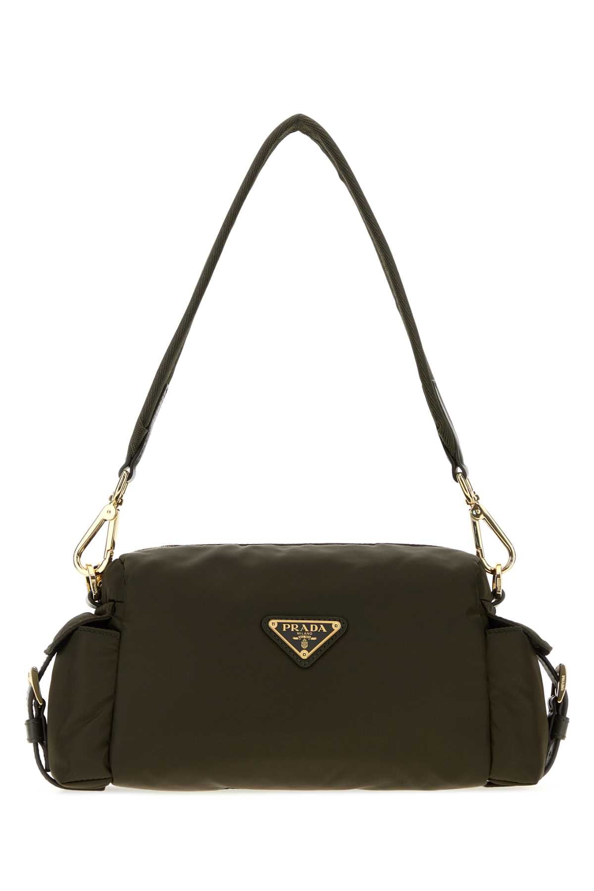 Prada Women Olive Green Canvas Shoulder Bag PRADA