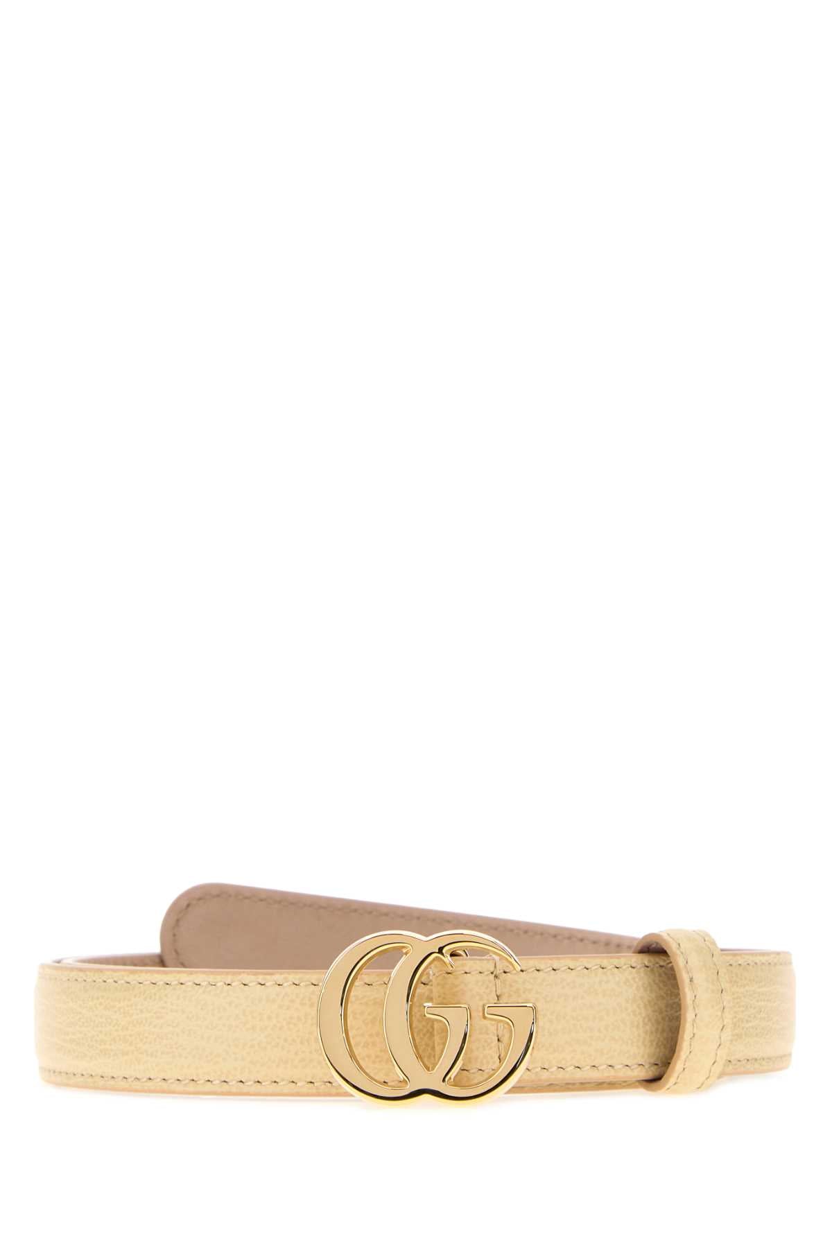 Gucci Women Pastel Yellow Leather Gg Marmont Belt GUCCI