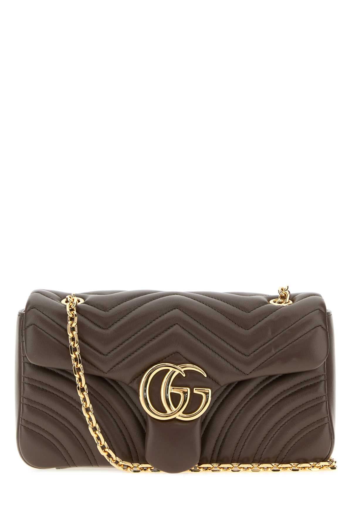 Gucci Women Mud Nappa Leather Medium Gg Marmont Shoulder Bag GUCCI