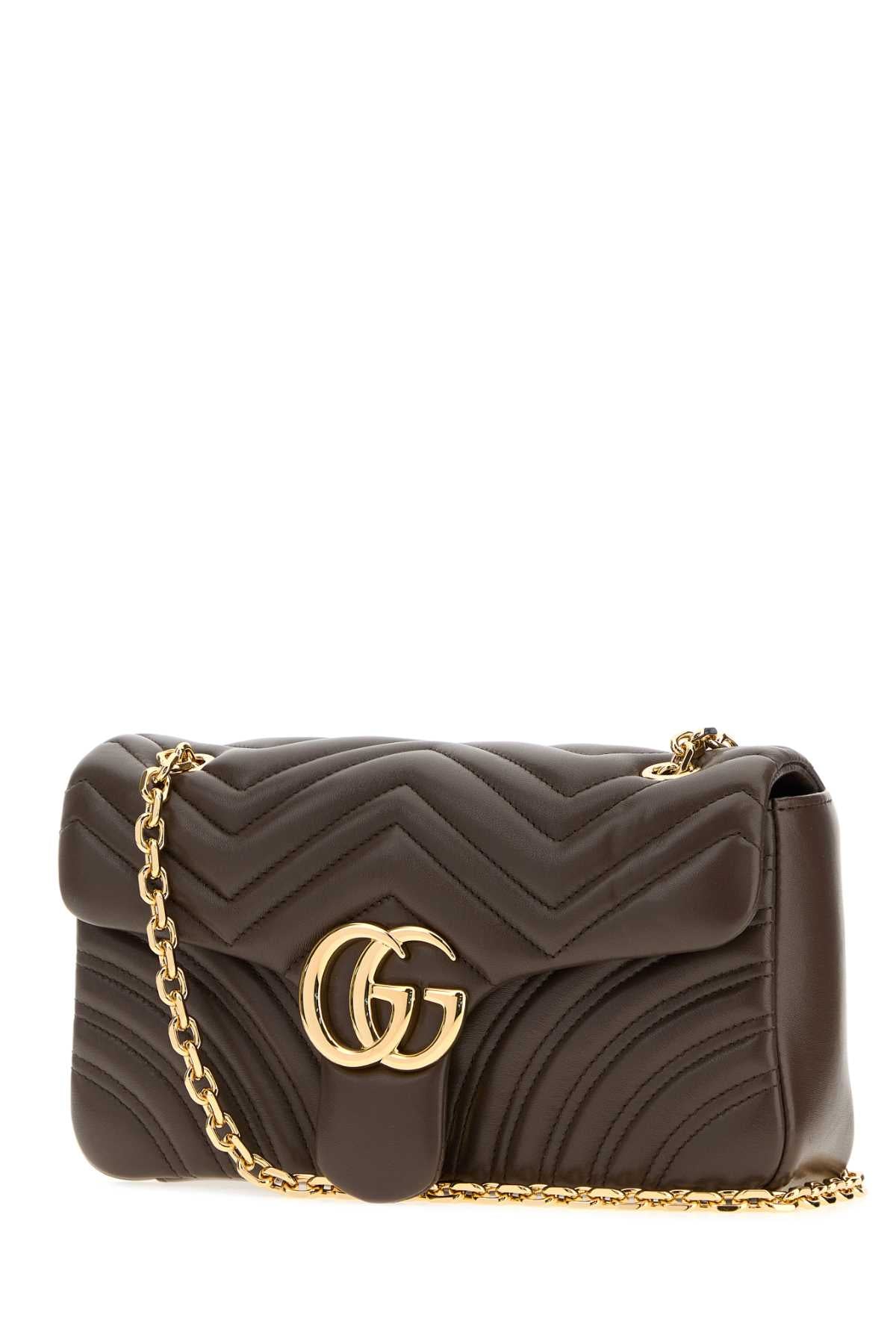 Gucci Women Mud Nappa Leather Medium Gg Marmont Shoulder Bag GUCCI