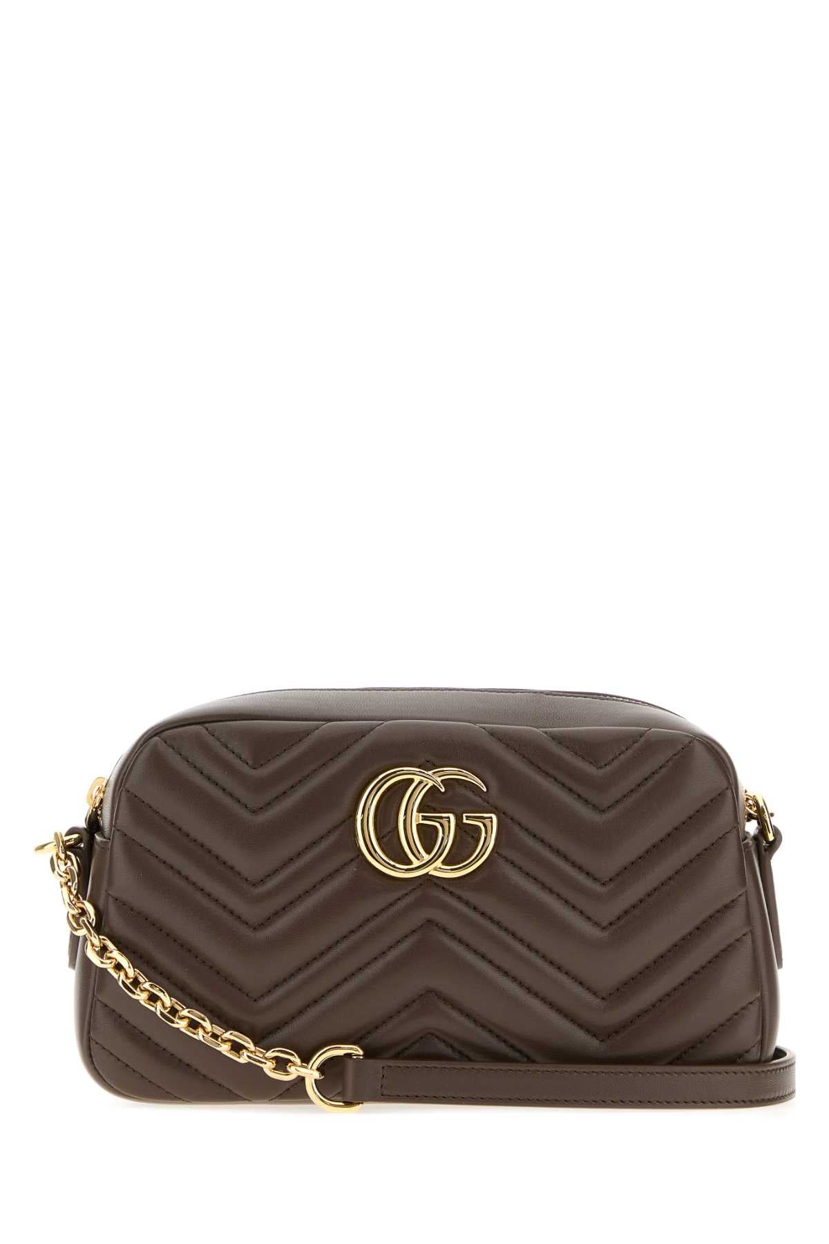 Gucci Women Mud Nappa Leather Gg Marmont Crossbody Bag GUCCI