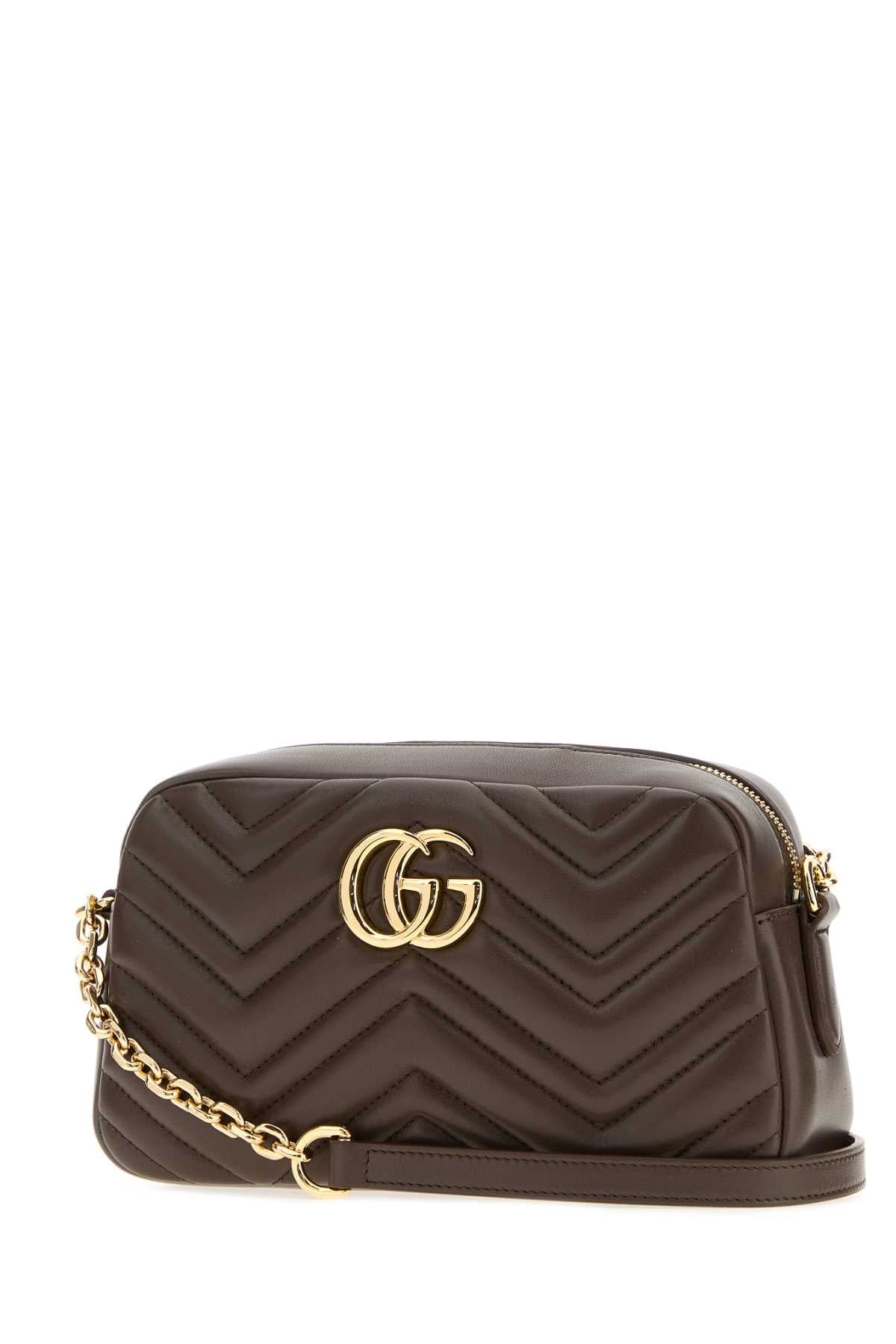 Gucci Women Mud Nappa Leather Gg Marmont Crossbody Bag GUCCI
