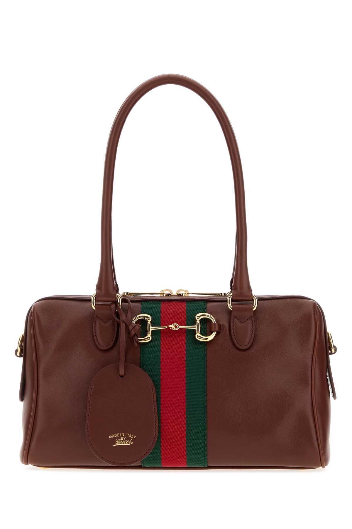 Gucci Women Chocolate Leather Medium Borsetto Handbag GUCCI
