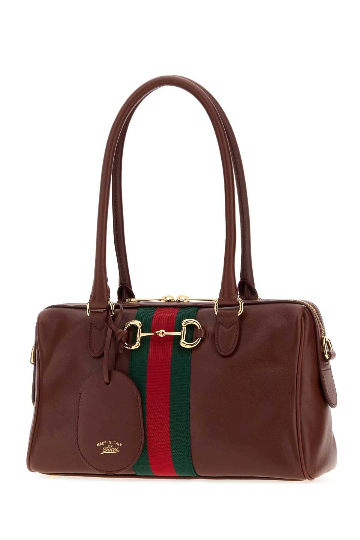 Gucci Women Chocolate Leather Medium Borsetto Handbag GUCCI