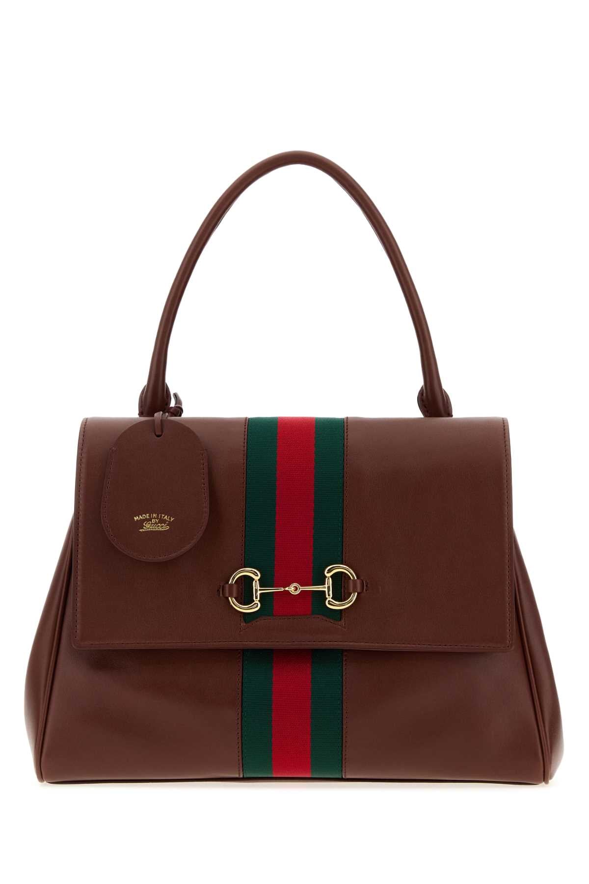 Gucci Women Chocolate Leather Medium Paparazzo Handbag GUCCI