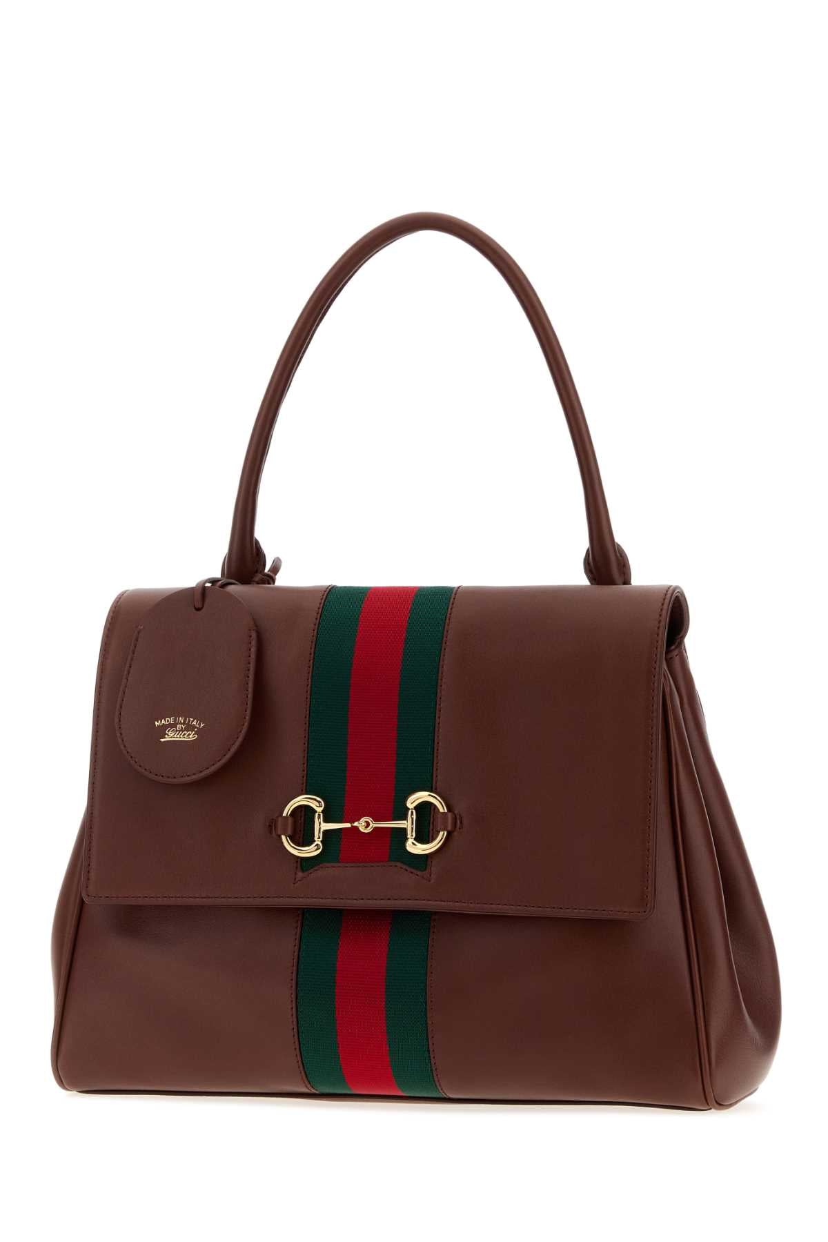 Gucci Women Chocolate Leather Medium Paparazzo Handbag GUCCI