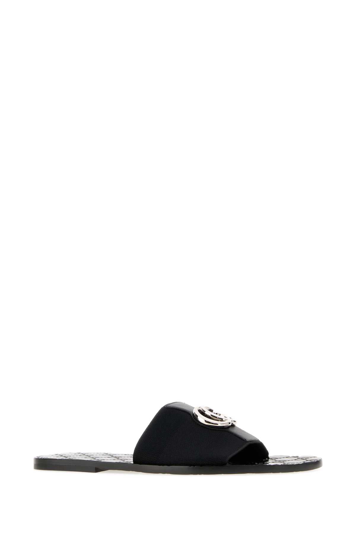 Gucci Men Black Fabric Riviera Slippers GUCCI