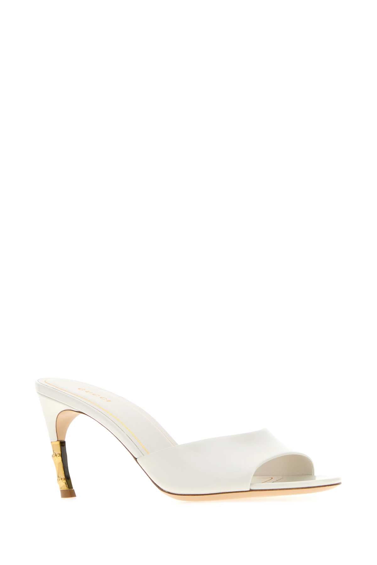 Gucci Women White Leather Mules GUCCI