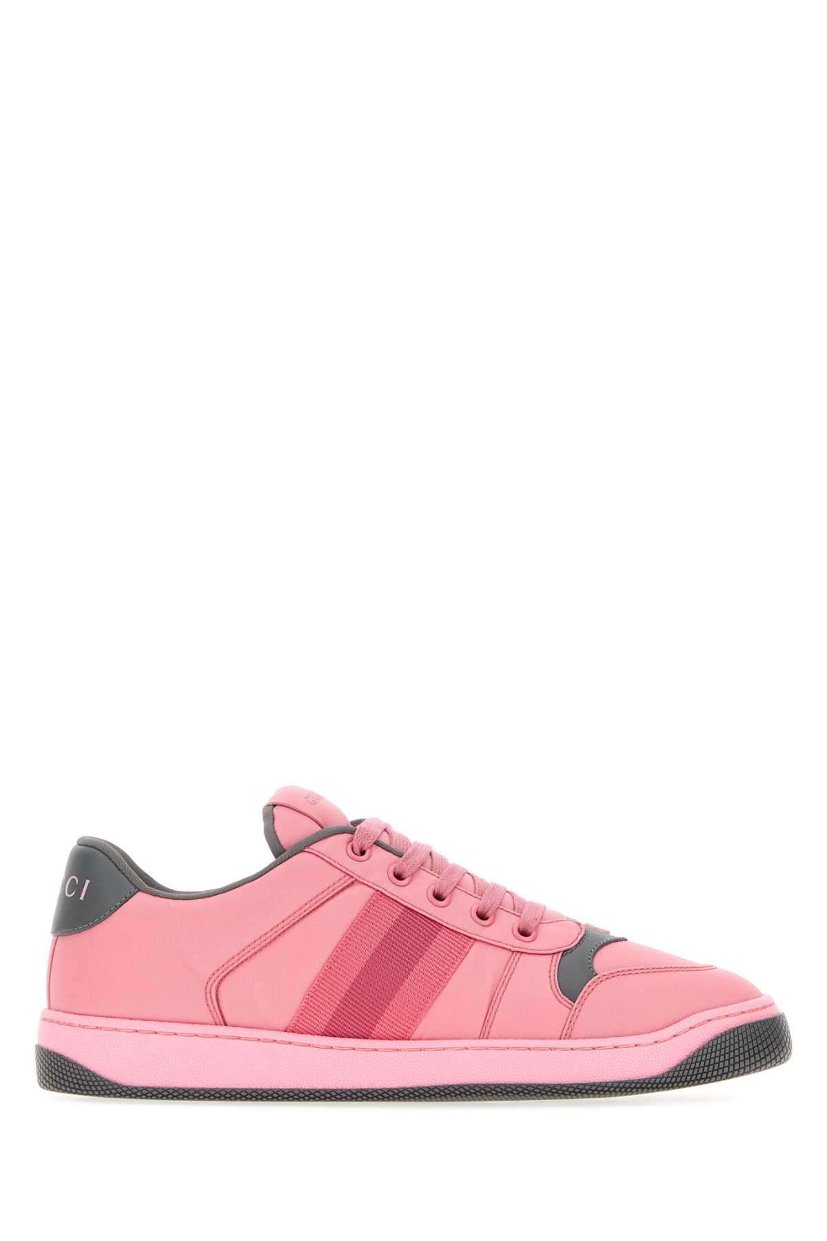 Gucci Women Pink Fabric Screener Sneakers
