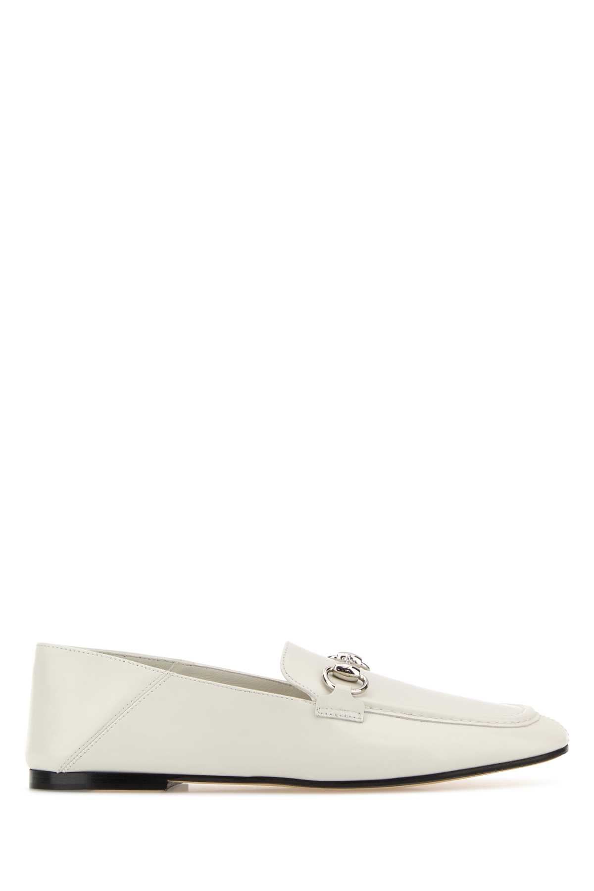 Gucci Women White Leather Jordaan Soft Loafers GUCCI