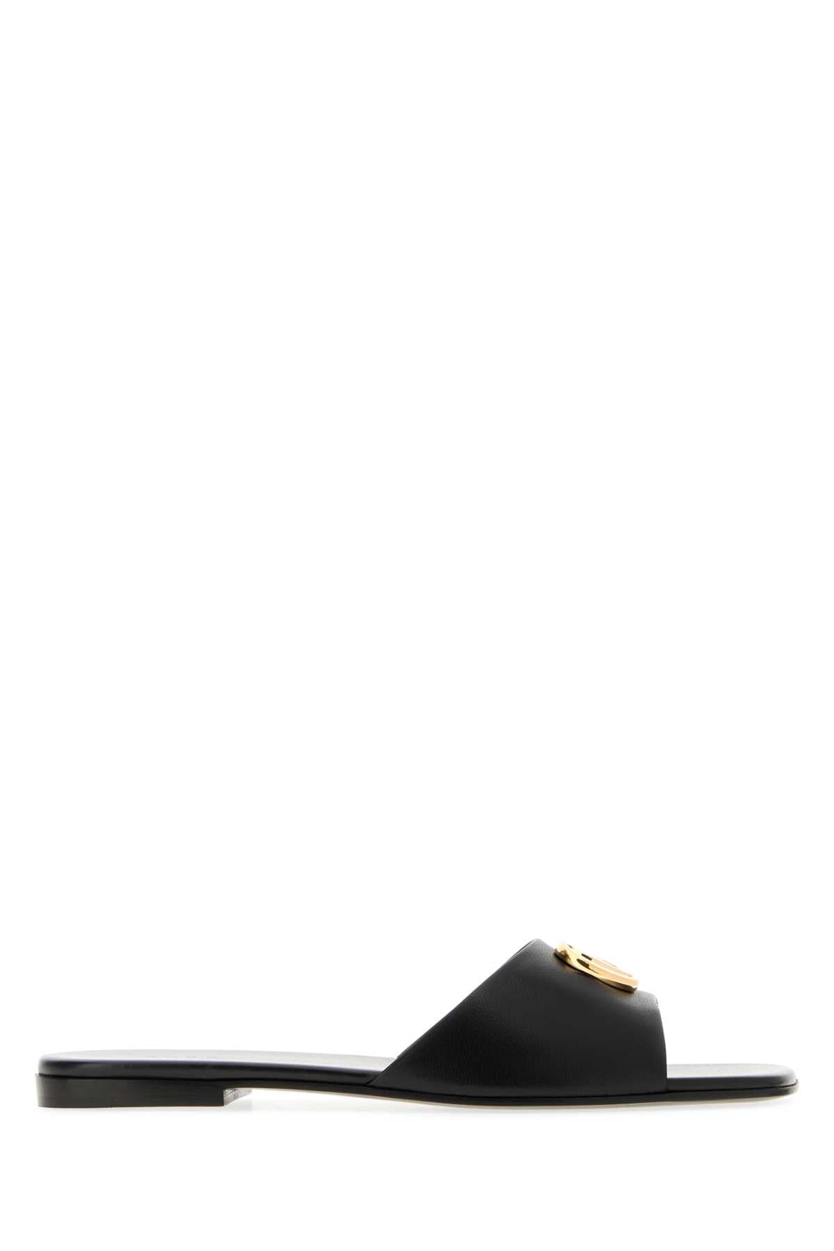 Gucci Women Black Nappa Leather Slippers GUCCI