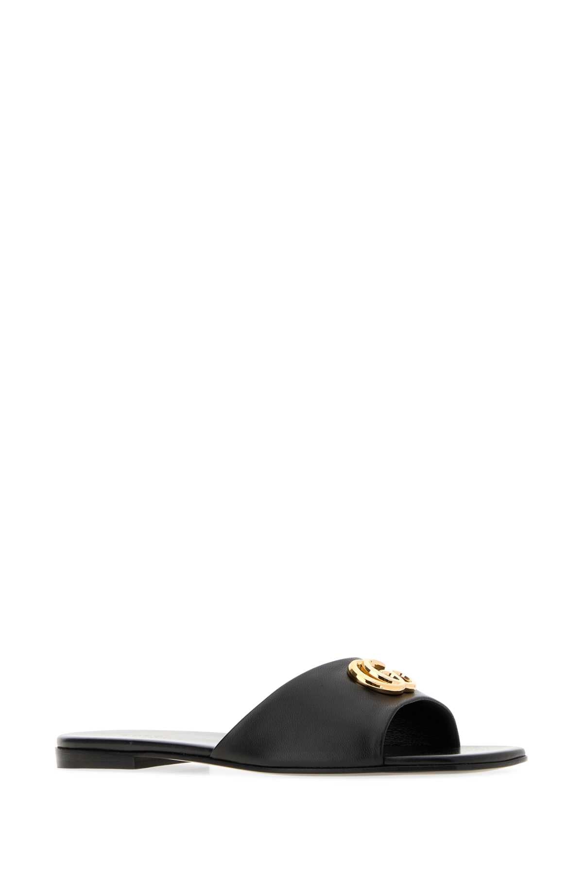 Gucci Women Black Nappa Leather Slippers GUCCI