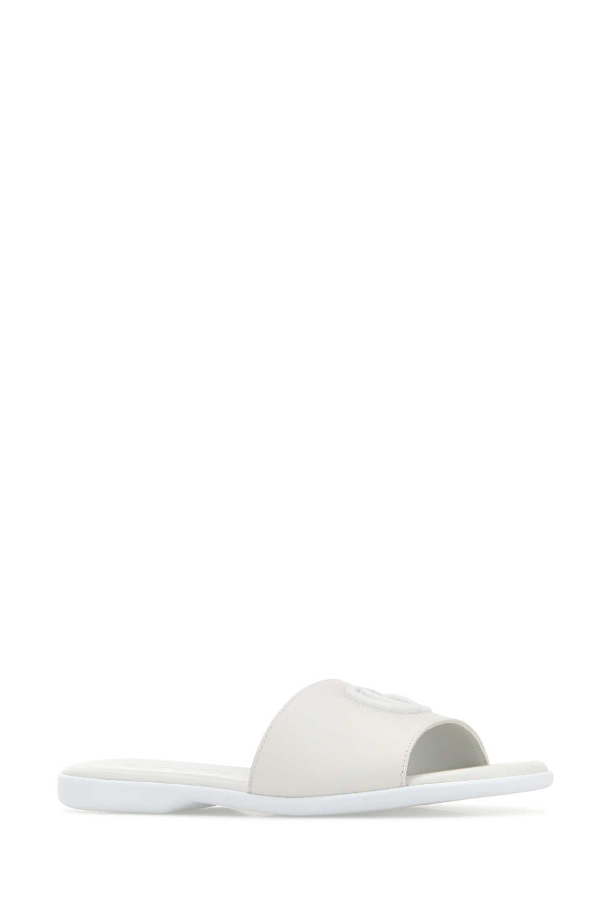 Gucci Women White Nappa Leather Slippers GUCCI