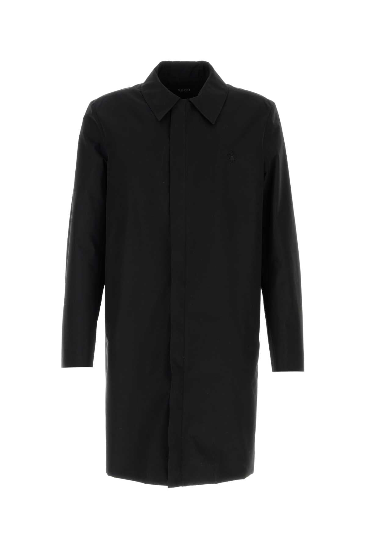 Gucci Men Black Cotton Blend Overcoat GUCCI