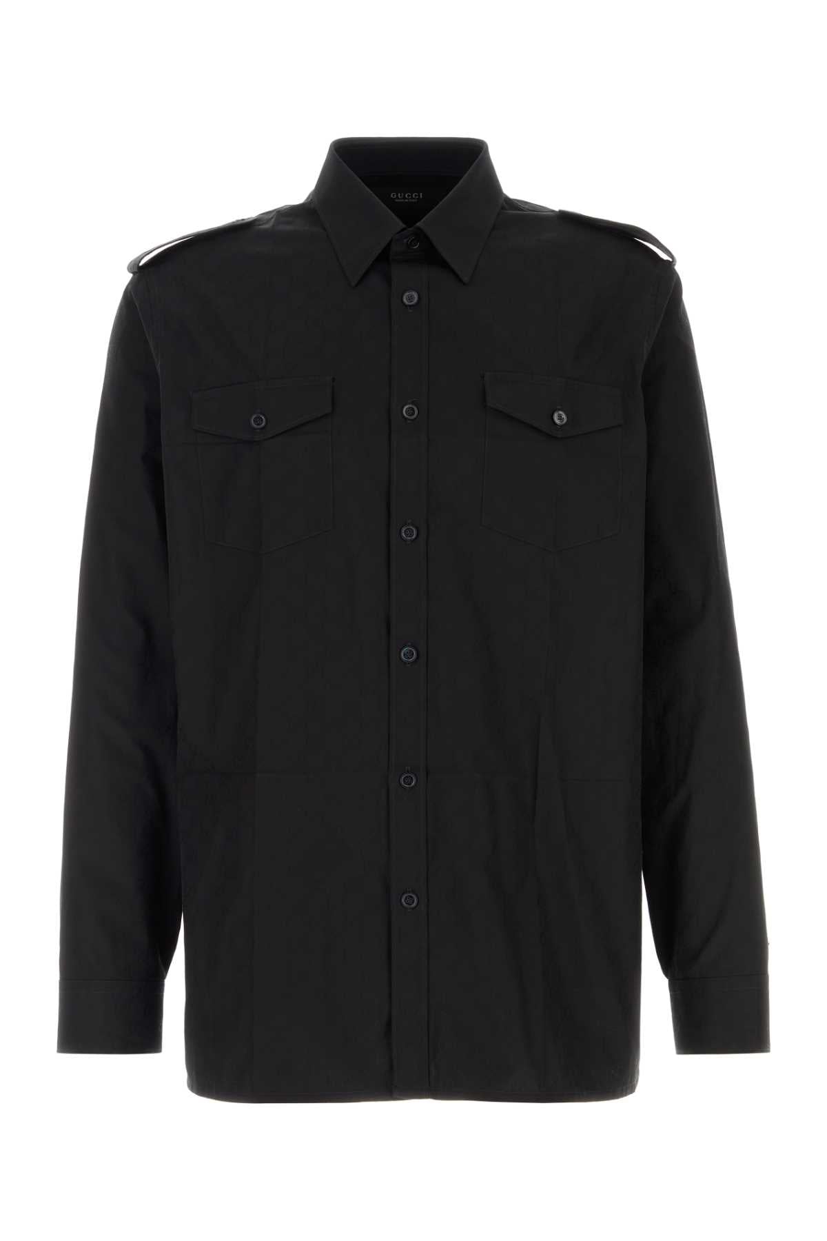 Gucci Men Black Poplin Shirt GUCCI