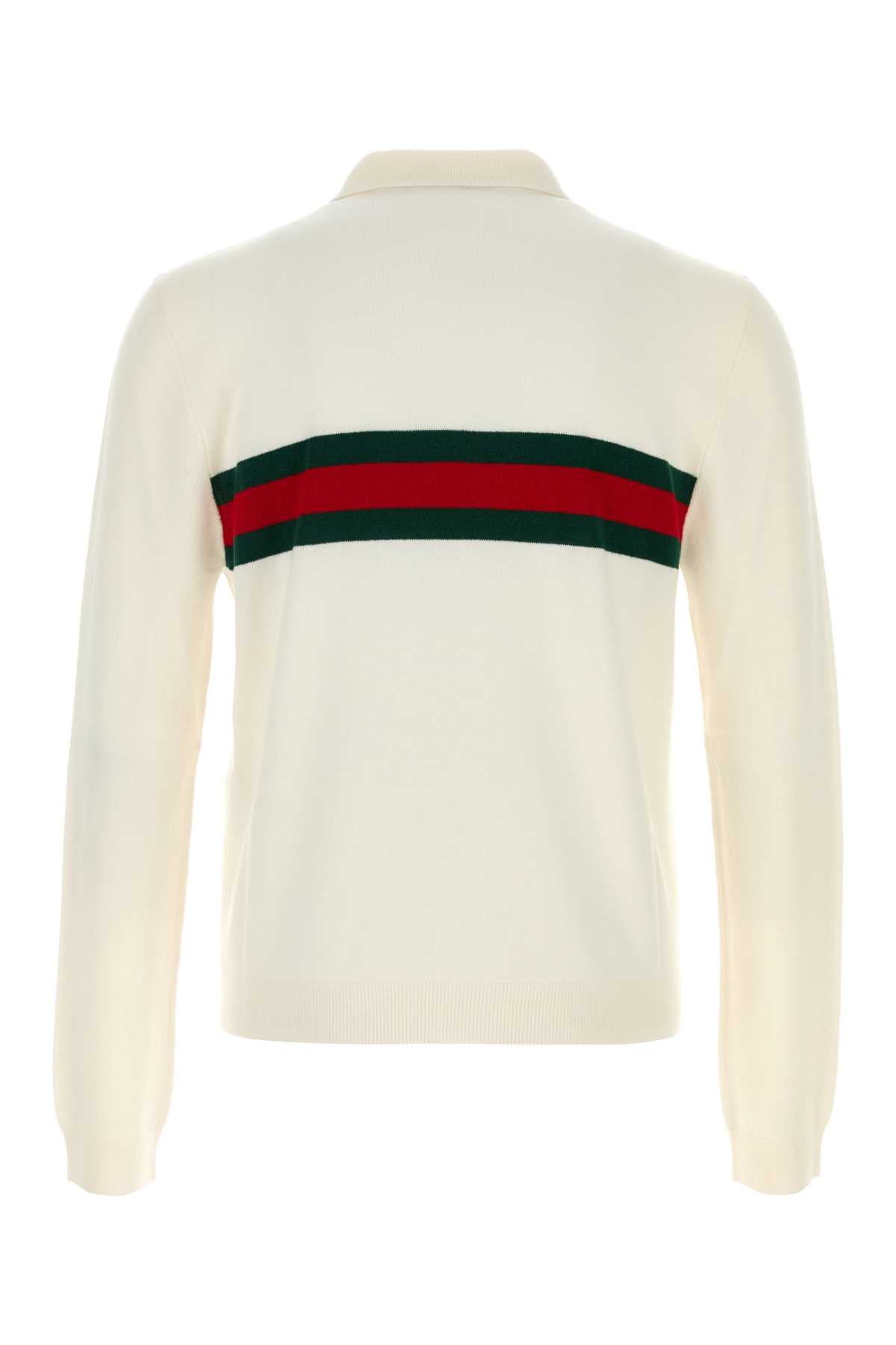 Gucci Men Ivory Cashmere Polo Shirt GUCCI