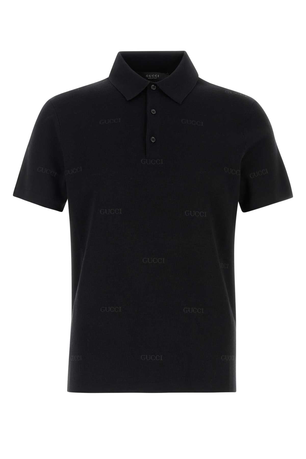 Gucci Men Embroidered Wool Blend Polo Shirt GUCCI