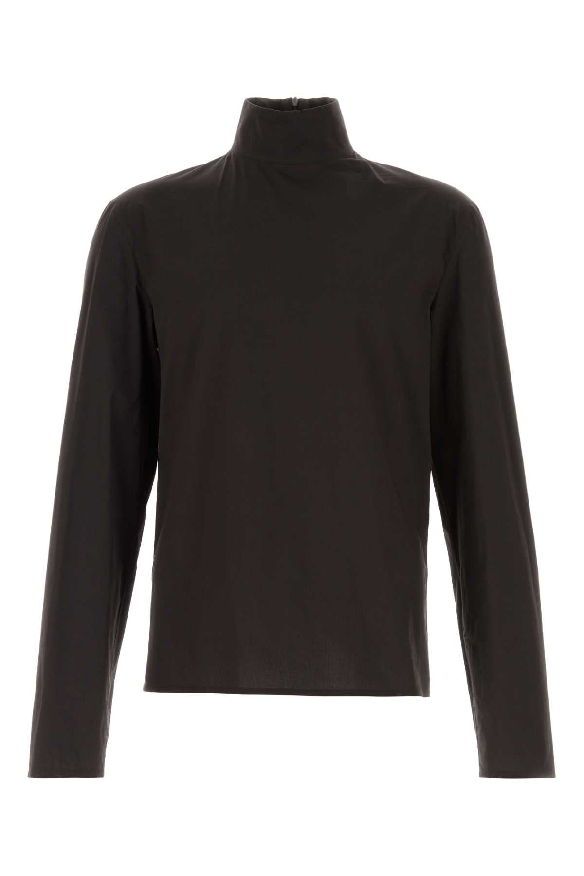Gucci Men Dark Brown Stretch Poplin Shirt GUCCI