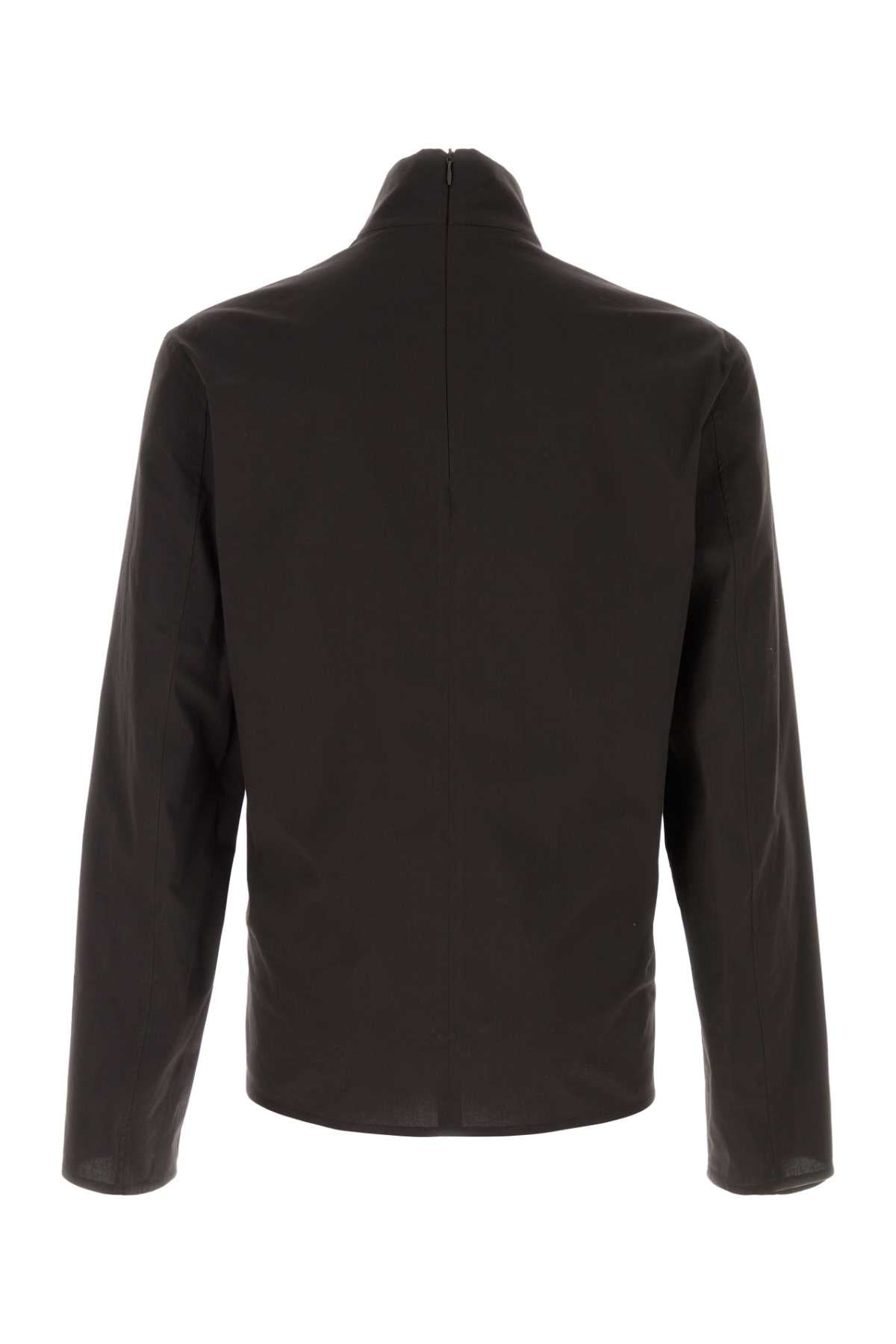 Gucci Men Dark Brown Stretch Poplin Shirt GUCCI