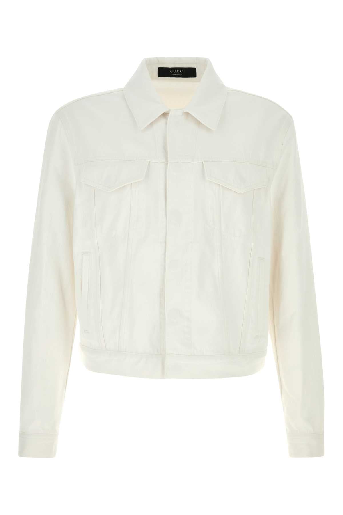 Gucci Men White Denim Jacket GUCCI