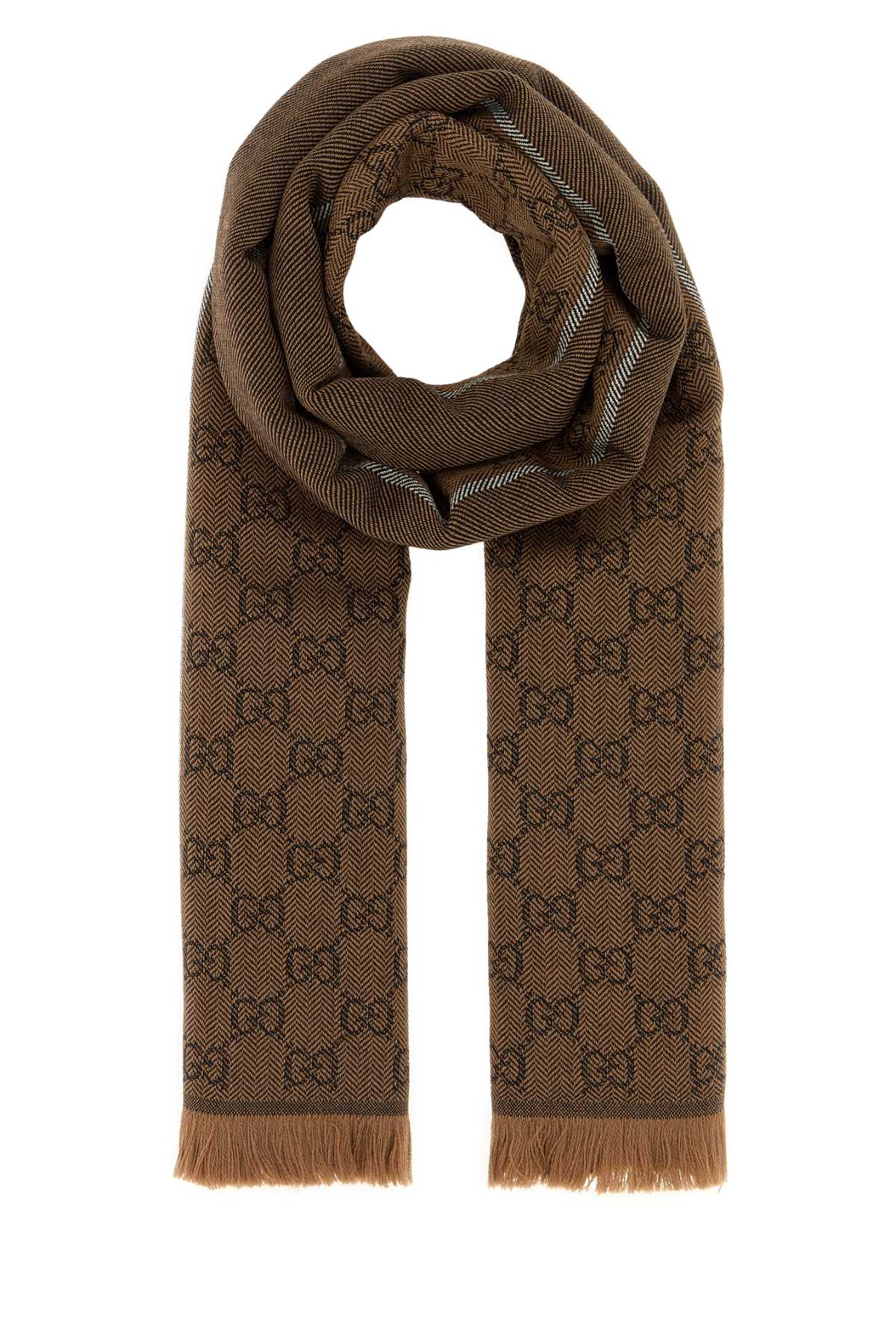 Gucci Men Camel Wool Scarf GUCCI