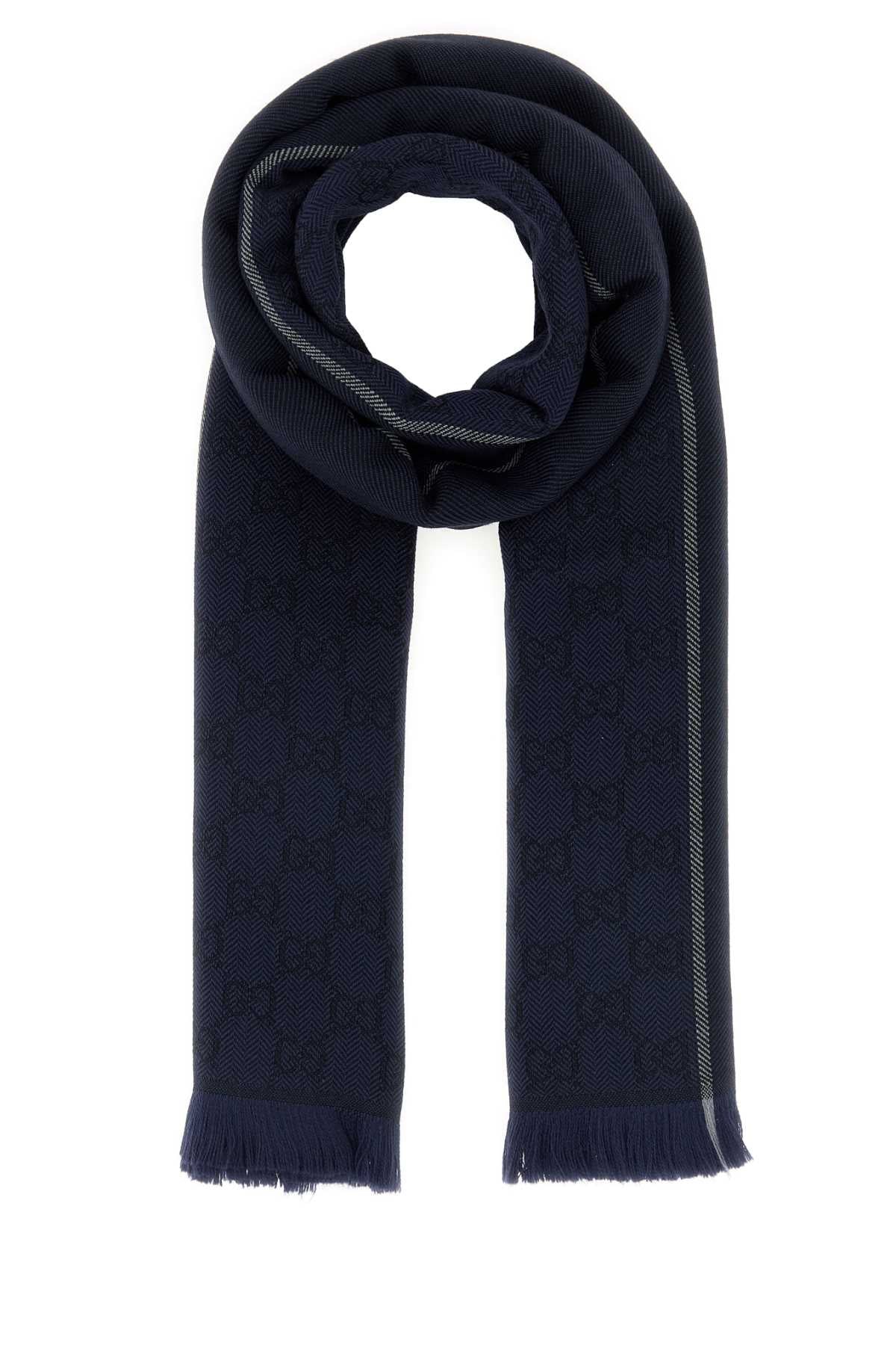 Gucci Men Midnight Blue Wool Scarf GUCCI