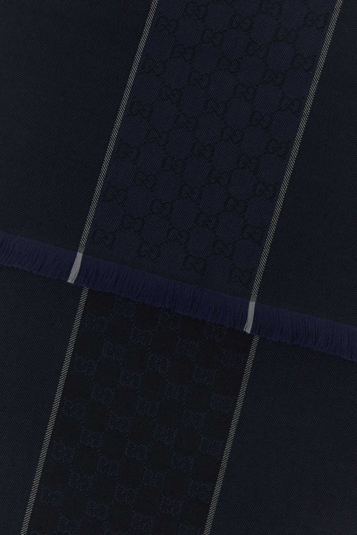 Gucci Men Midnight Blue Wool Scarf GUCCI