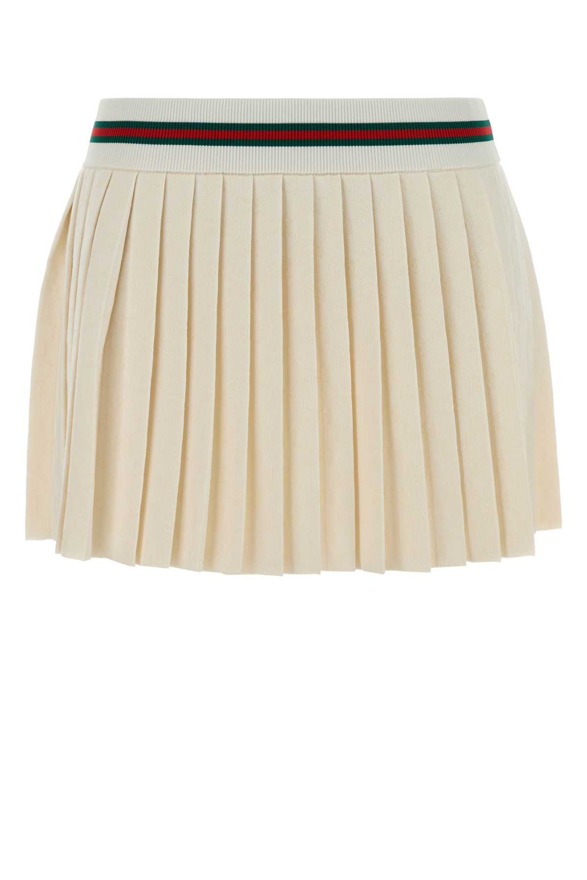 Gucci Women Ivory Gg Jersey Mini Skirt GUCCI