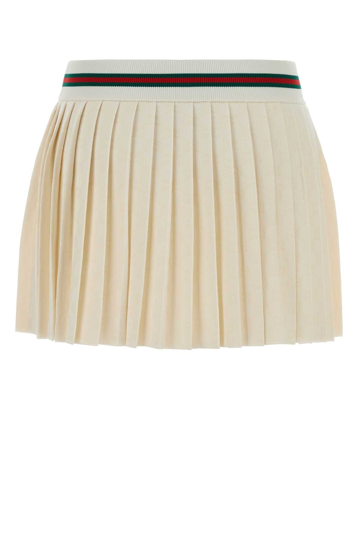 Gucci Women Ivory Gg Jersey Mini Skirt GUCCI