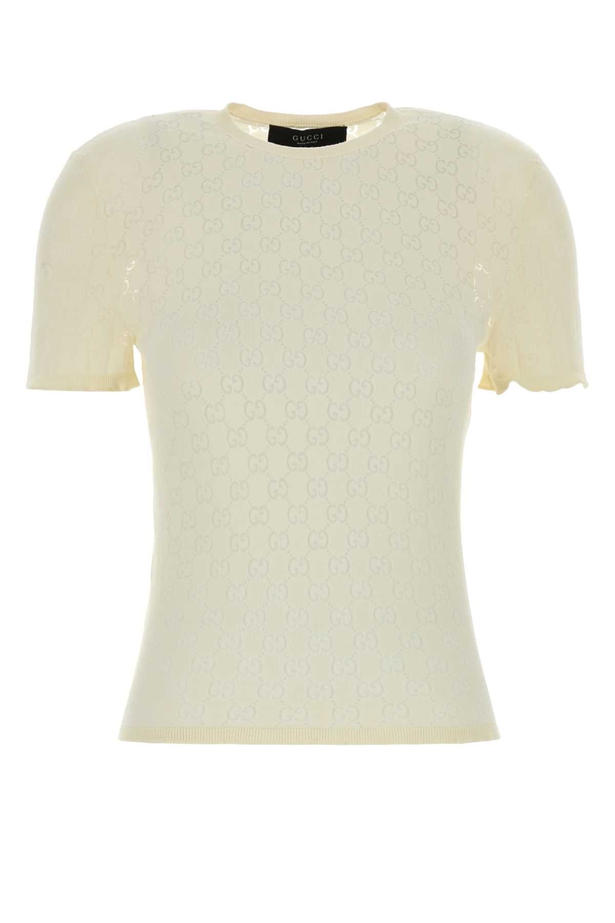 Gucci Women Ivory Gg Cotton Blend T-Shirt GUCCI