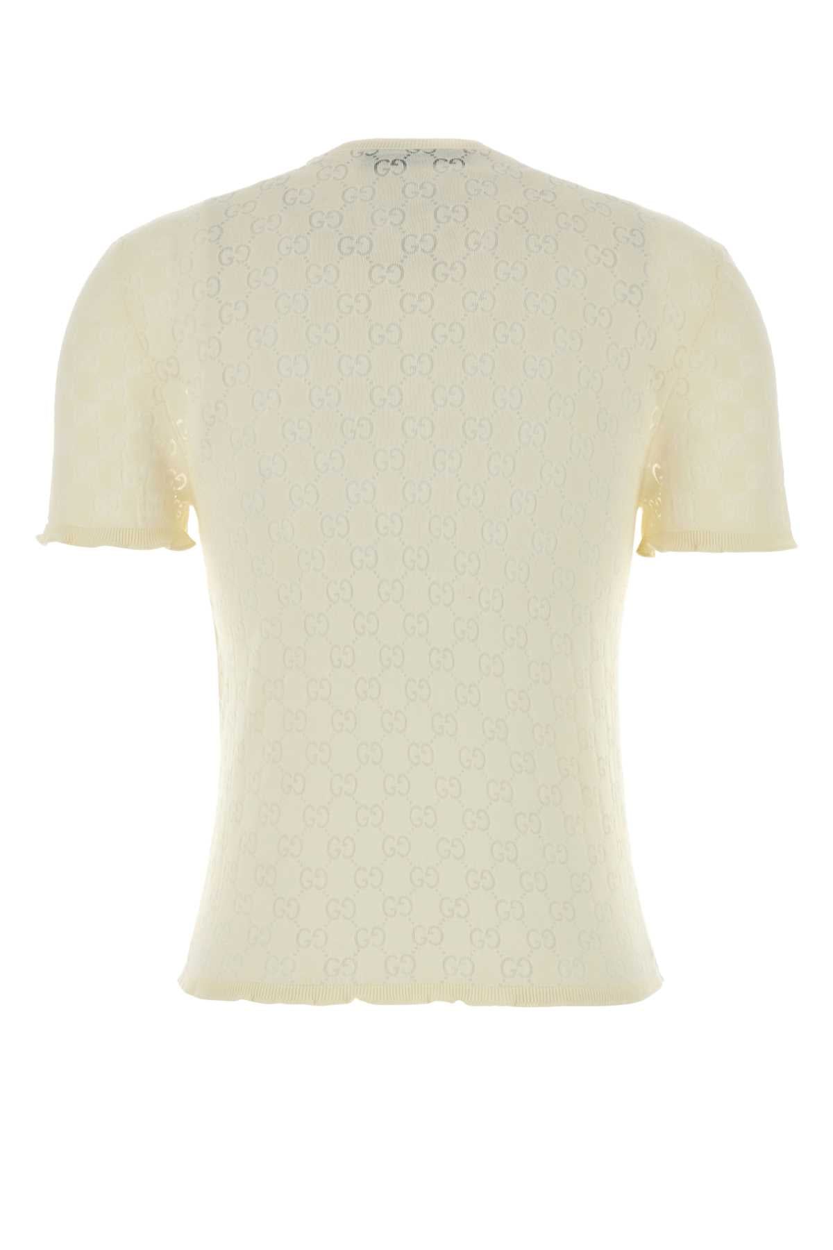 Gucci Women Ivory Gg Cotton Blend T-Shirt GUCCI