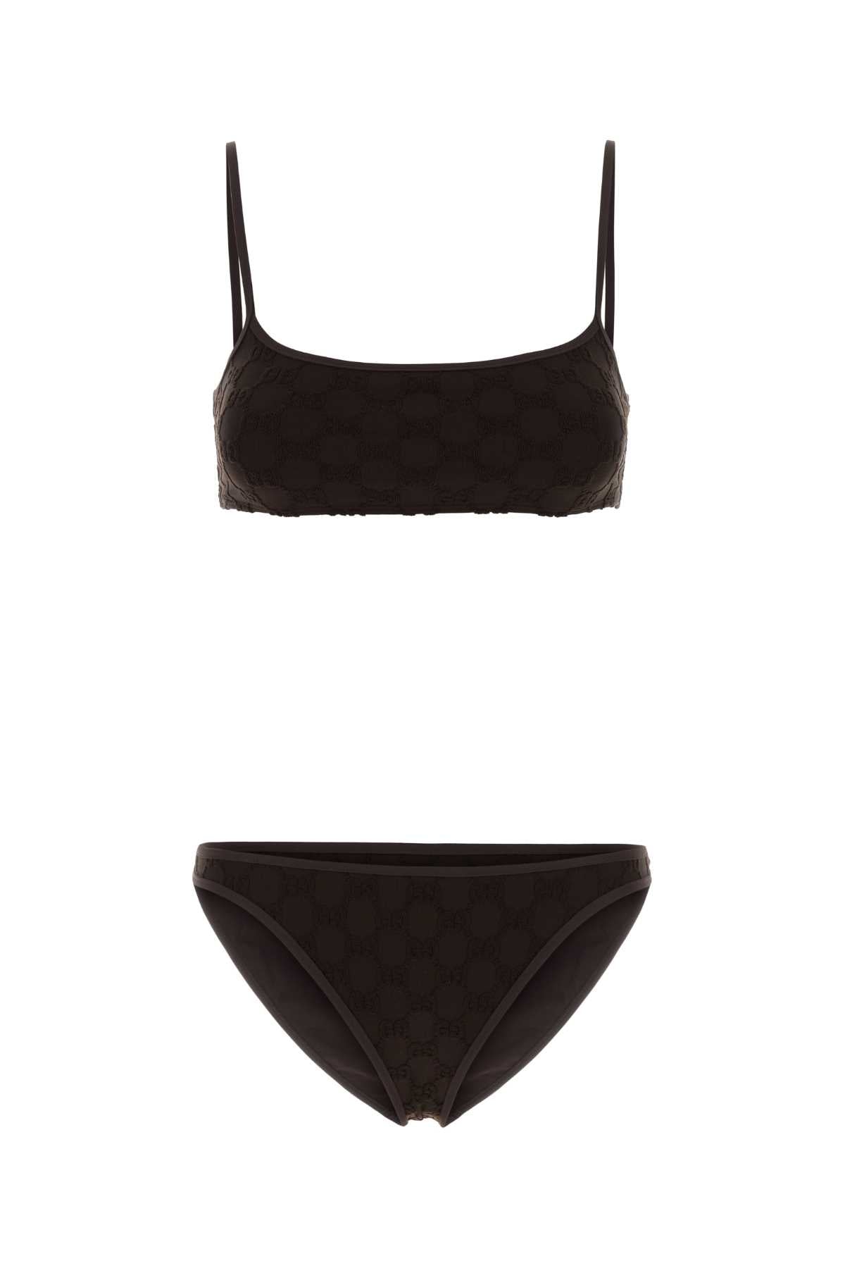 Gucci Women Chocolate Stretch Gg Jersey Bikini GUCCI