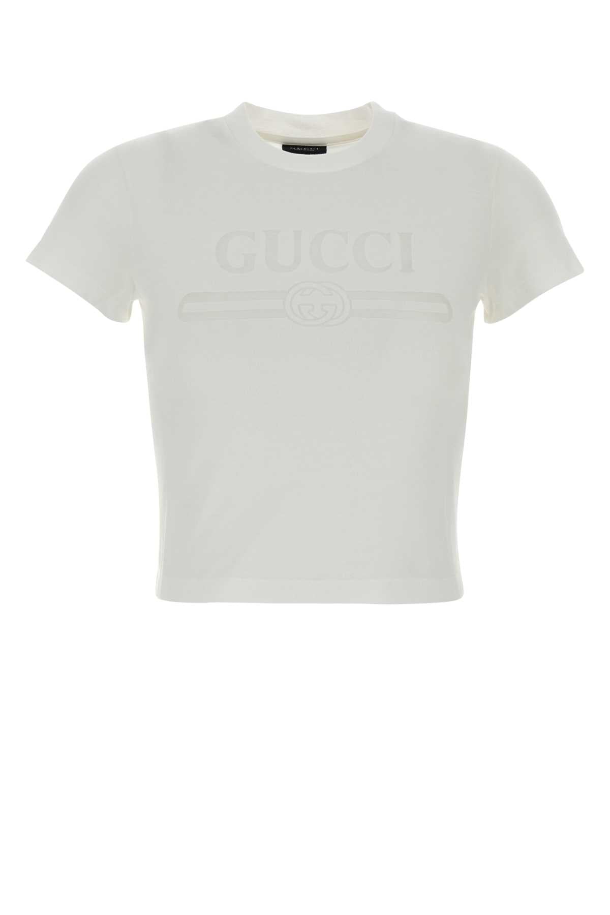 Gucci Women White Cotton Blend T-Shirt GUCCI