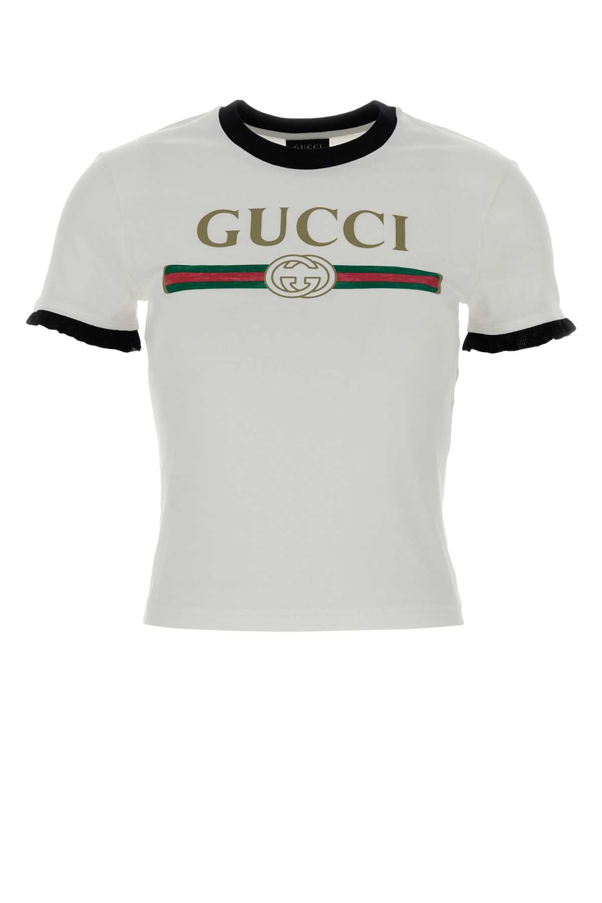 Gucci Women White Cotton T-Shirt