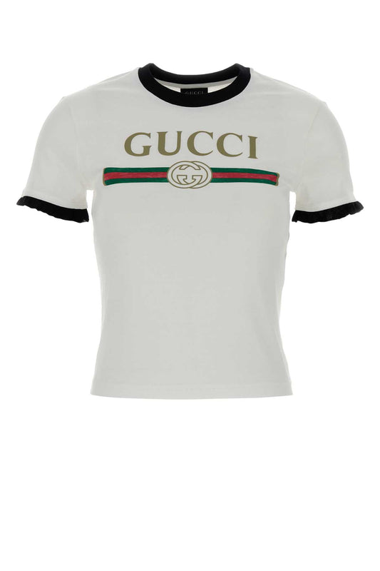 Gucci Women White Cotton T-Shirt GUCCI