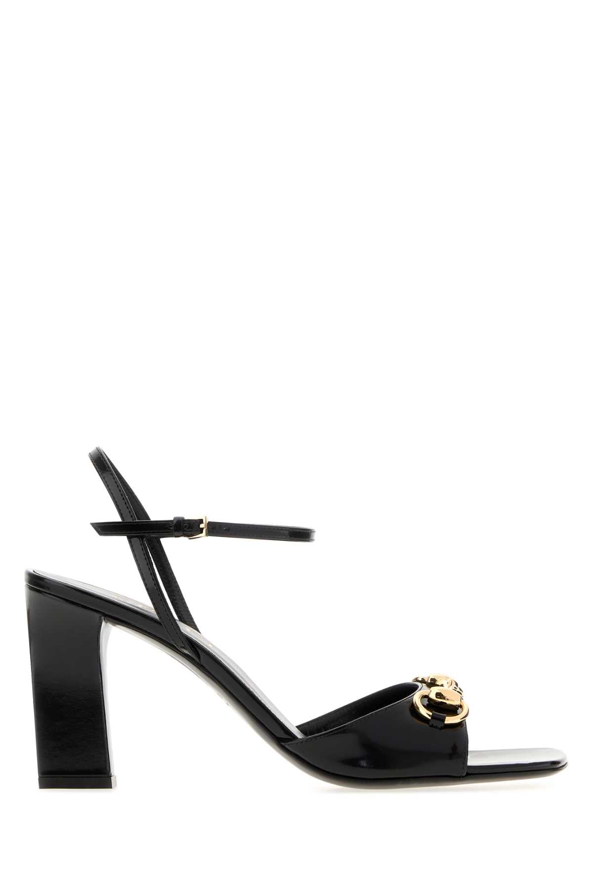 Gucci Women Black Leather Signora Sandals GUCCI