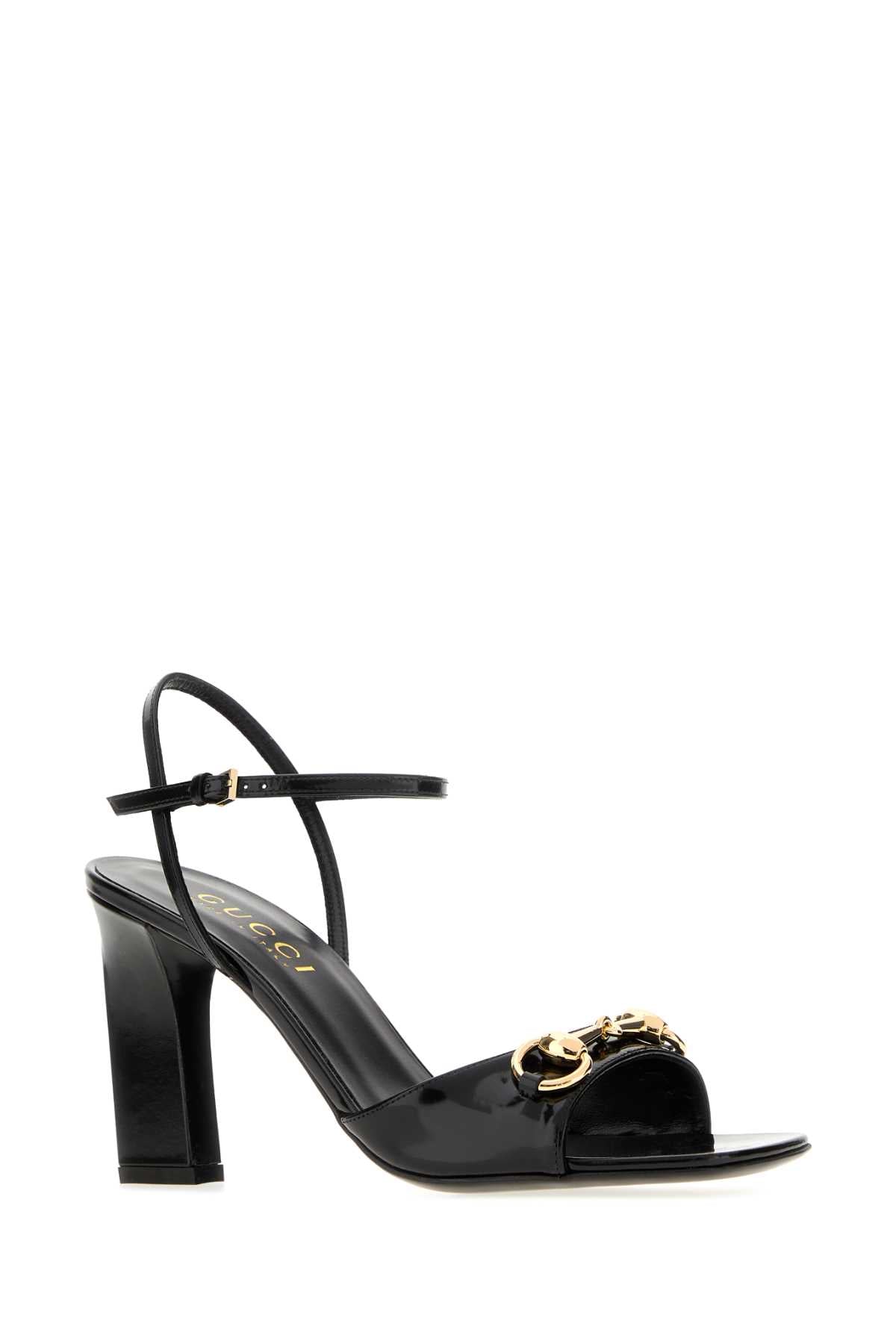 Gucci Women Black Leather Signora Sandals GUCCI
