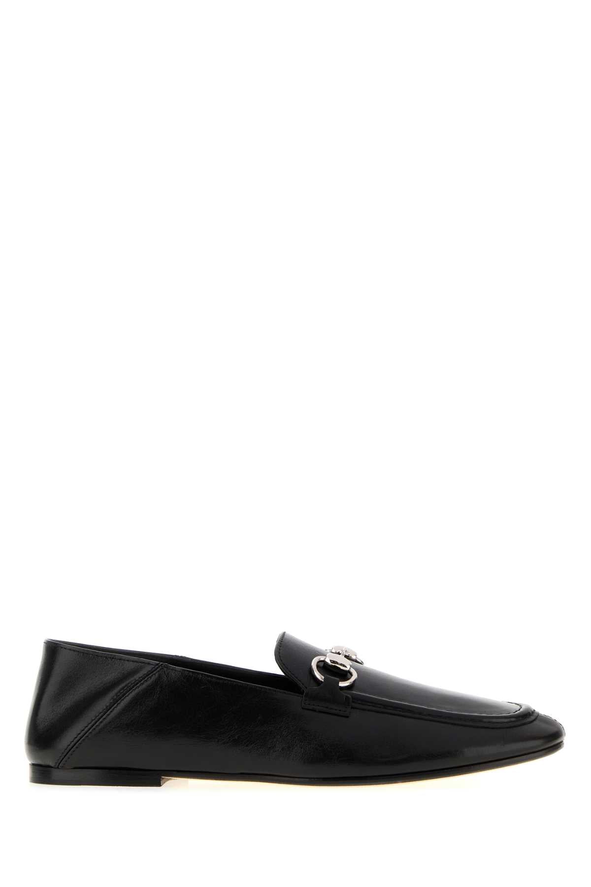 Gucci Women Black Leather Jordaan Soft Loafers GUCCI