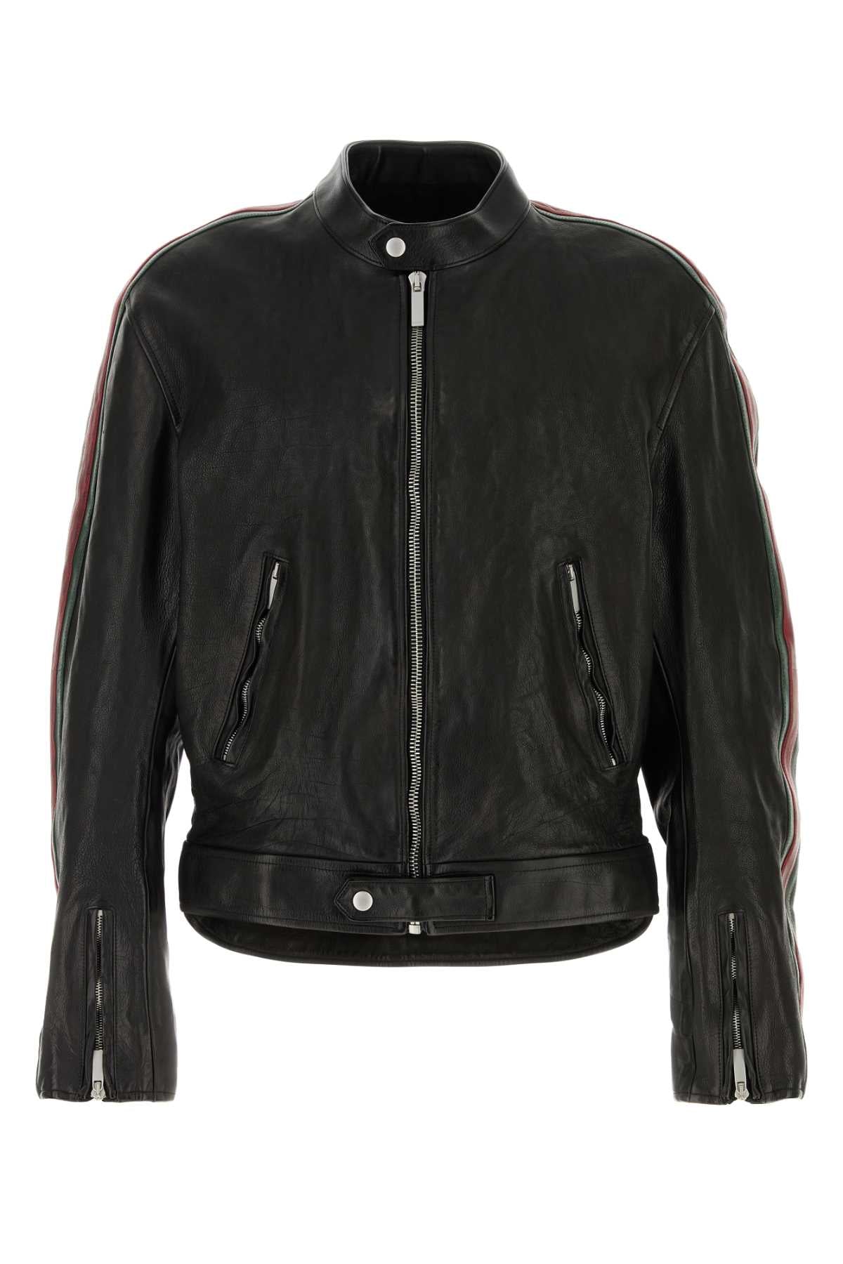 Gucci Men Black Leather Jacket GUCCI