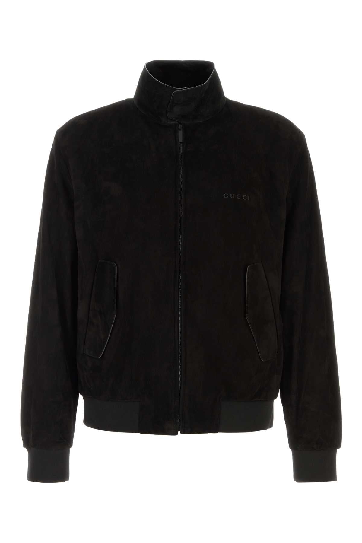 Gucci Men Black Suede Bomber Jacket GUCCI