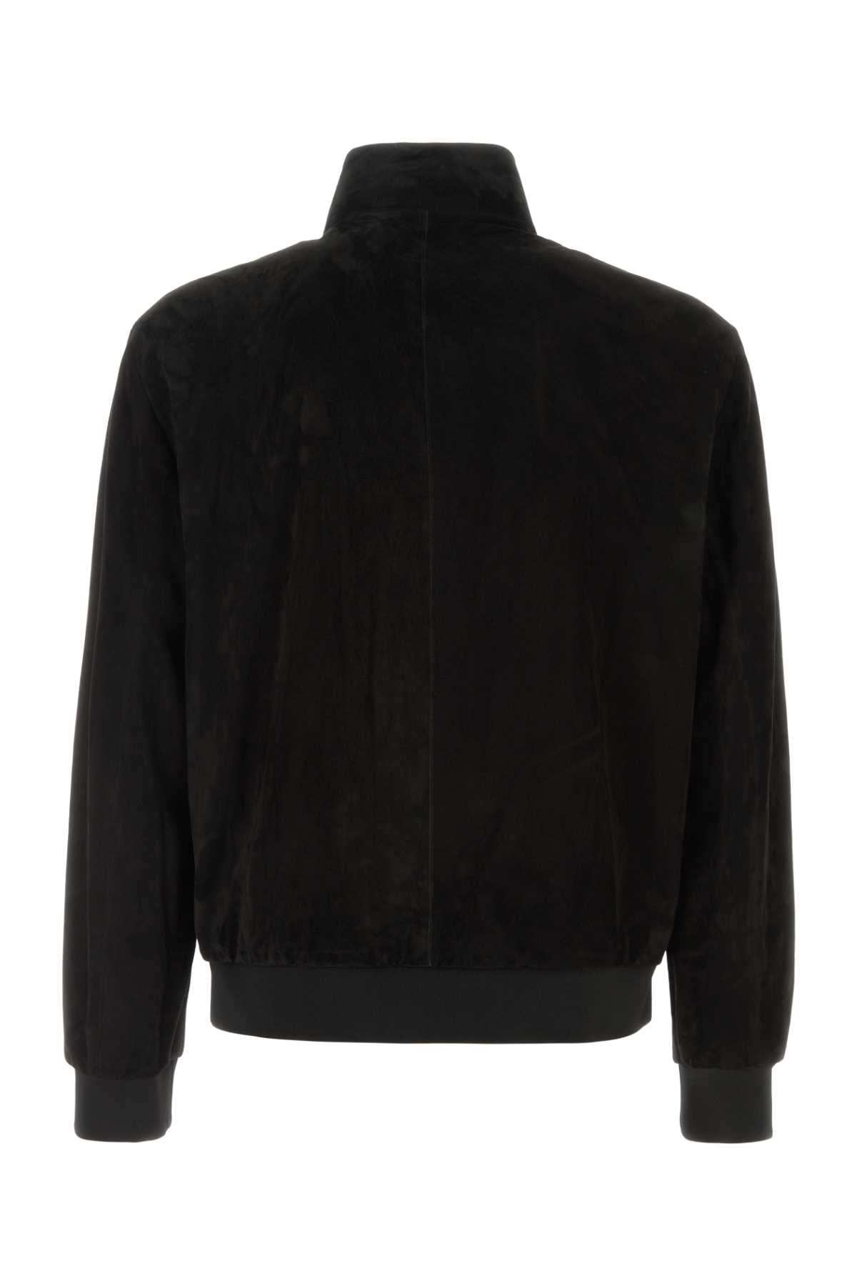 Gucci Men Black Suede Bomber Jacket GUCCI