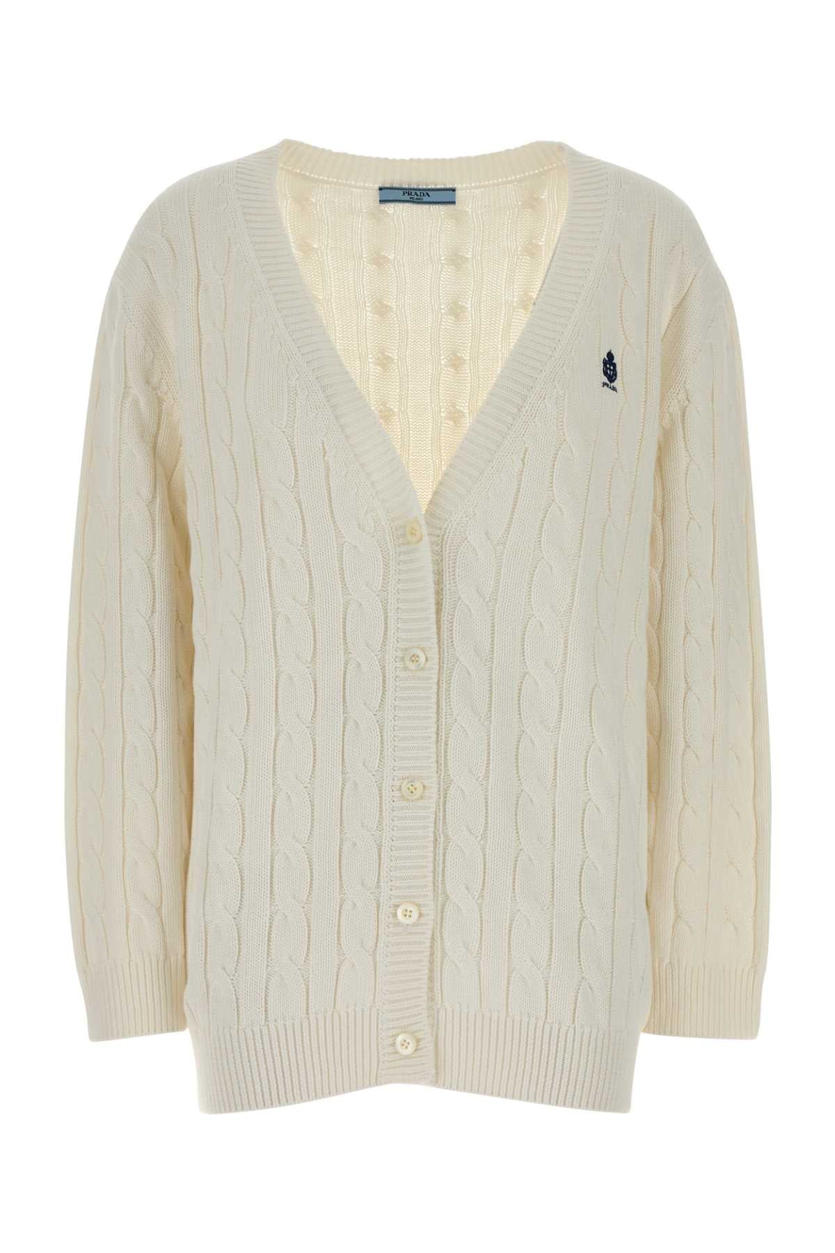 Prada Women White Cotton Cardigan PRADA