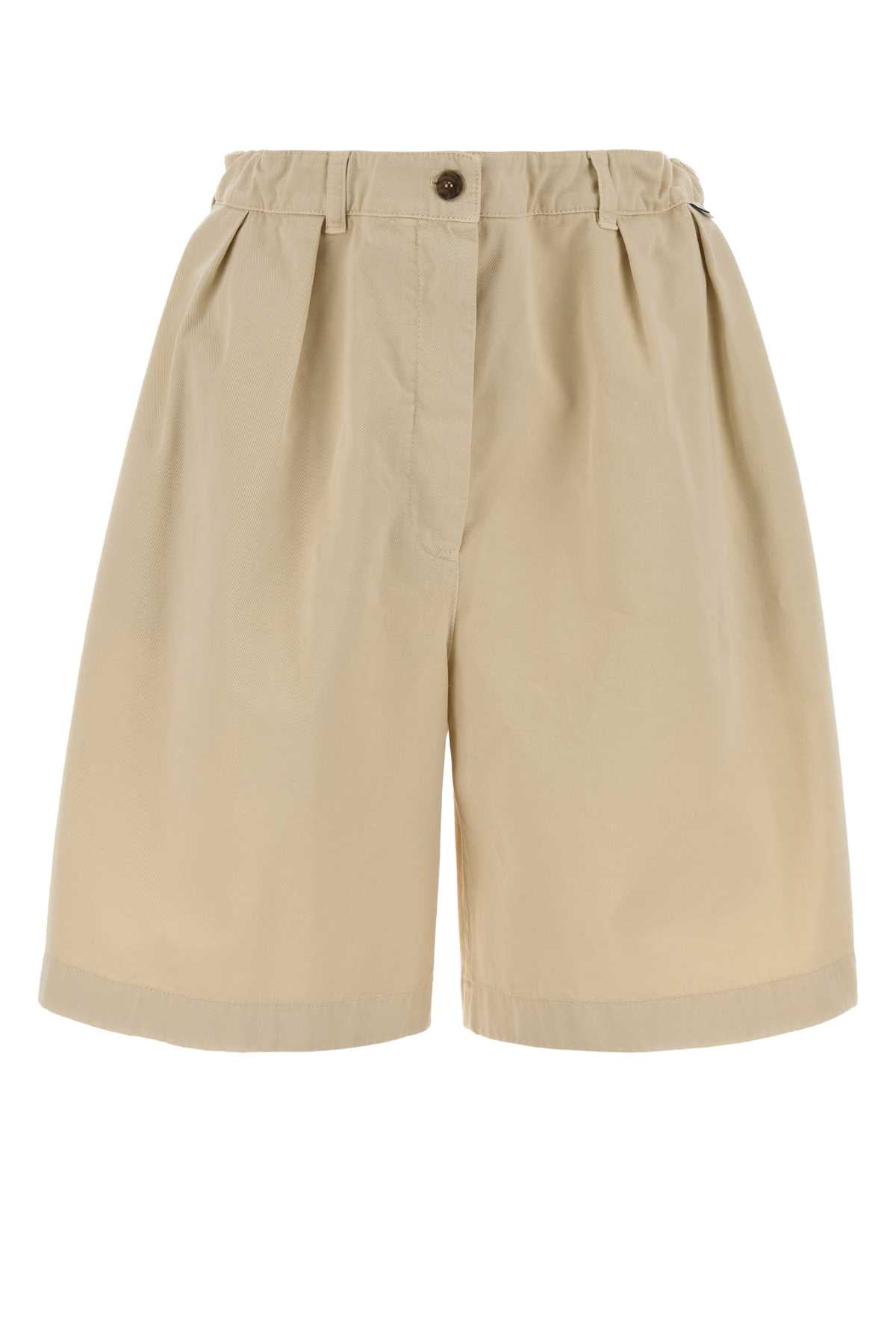 Prada Women Sand Gabardine Bermuda Shorts PRADA
