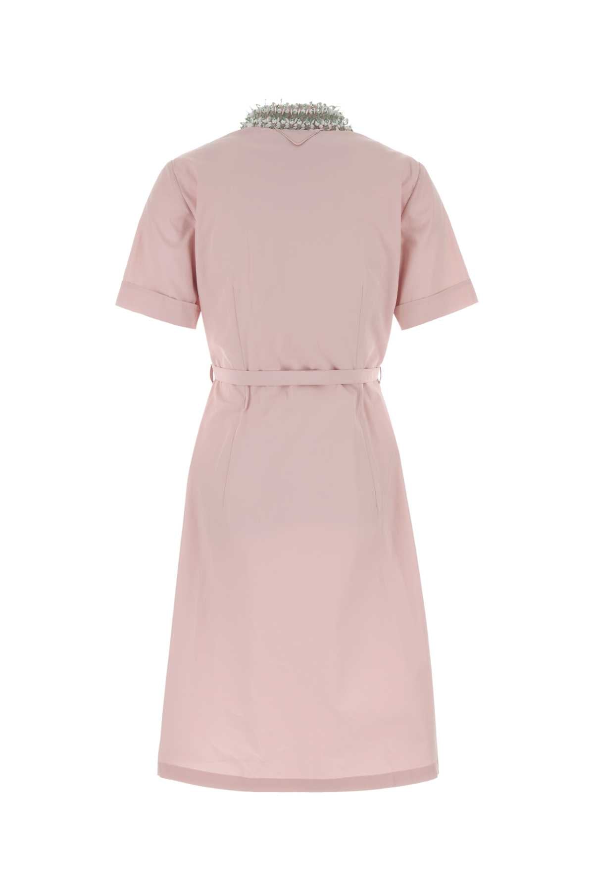 Prada Women Pastel Pink Poplin Shirt Dress PRADA