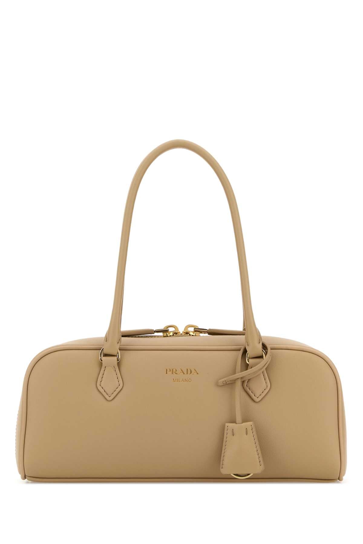 Prada Women Beige Leather Medium Handbag PRADA